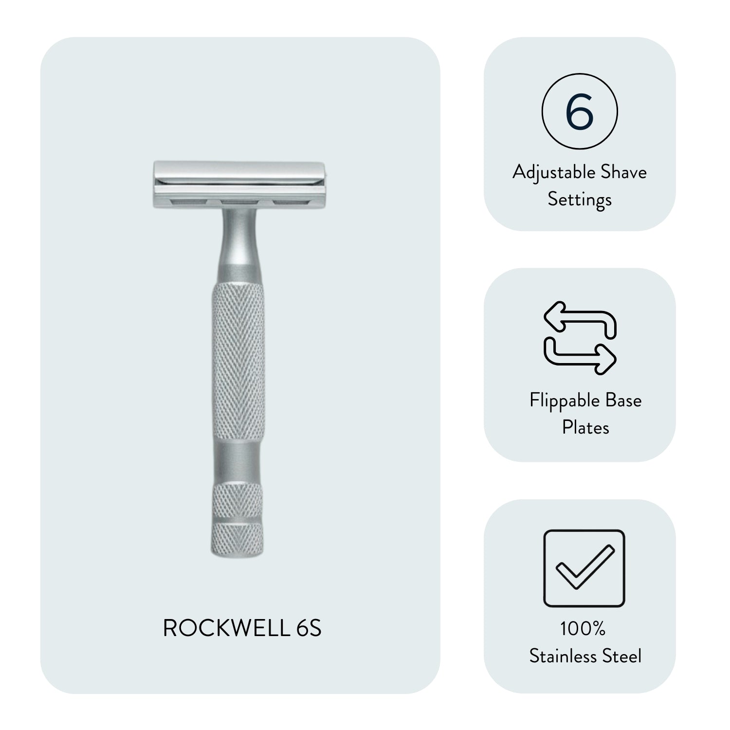 Rockwell 6S adjustable stainless steel safety razor