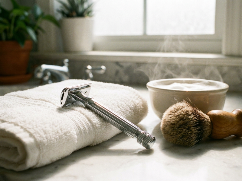 best safety razor under 50 - chrome double edge safety razor with brush and soap