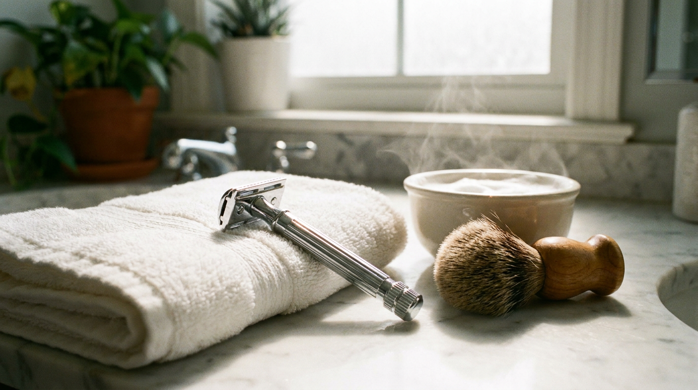 best safety razor under 50 - chrome double edge safety razor with brush and soap