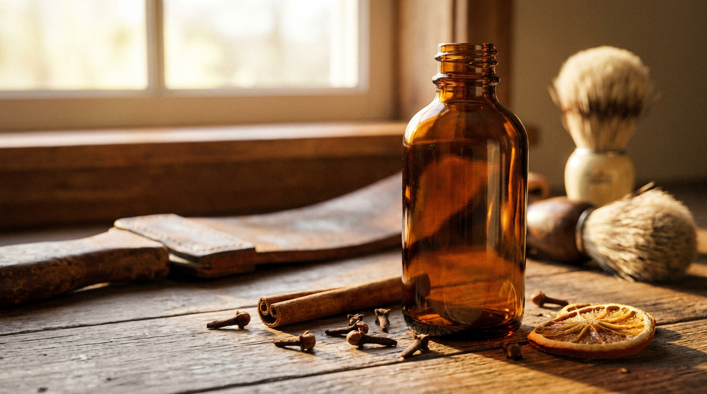 bay rum aftershave splash bottle with cloves and cinnamon