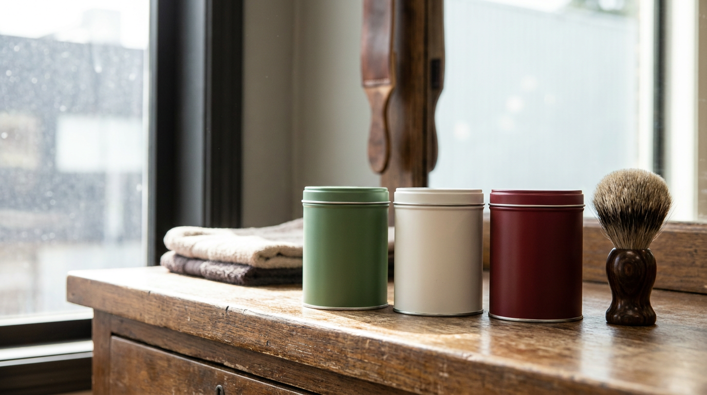 Proraso shaving cream green white and red tins for different skin types